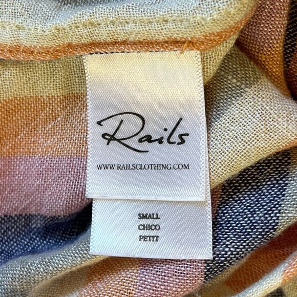 Rails Marley Linen Top Mandalay Stripe Button Front Tie Front Small - Picture 8 of 8